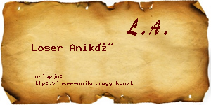 Loser Anikó névjegykártya